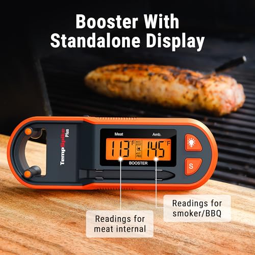 Thermopro TempSpike Plus 600FT Wireless Meat Thermometer with Upgraded Thinner Probe, Meat Thermometer Wireless with Standalone LCD Screen, Bluetooth Thermometer for BBQ Oven Grill Smoker Thermometer