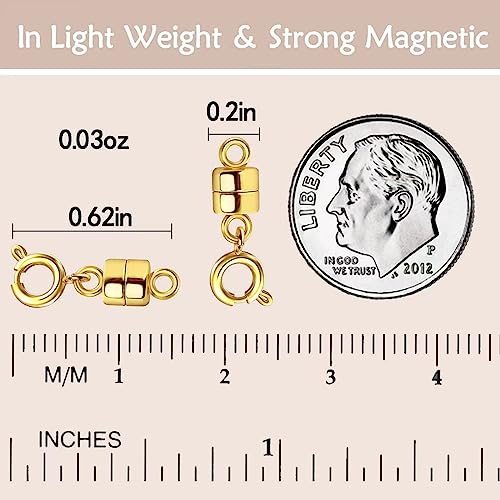 OHINGLT Magnetic Necklace Clasps and Closures,Gold and Silver Plated Jewelry Clasps Converters for Bracelet Necklaces Chain