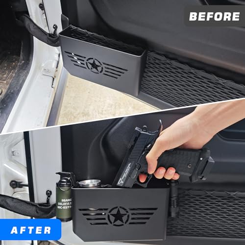 Z8 Metal Rear Door Storage Pockets Compatible with 2018-2024 Jeep Wrangler JL 4XE JLU Rubicon Sport Sahara Gladiator JT Door Side Insert Organizer Storage Box Accessories