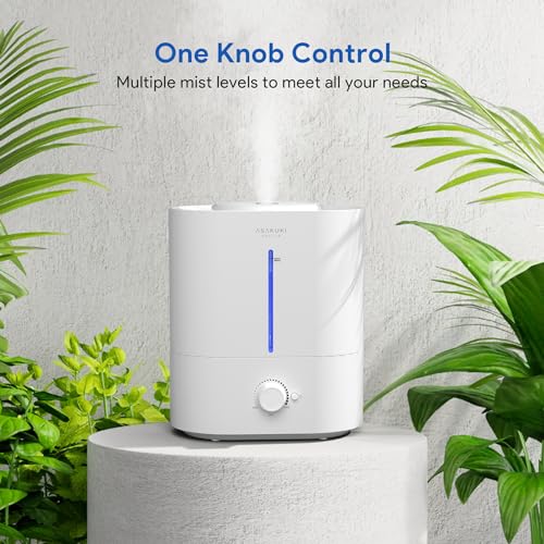 ASAKUKI Cool Mist Humidifiers for Bedroom Home, 4L Top Fill Humidifier Large Room for Baby Nursery & Plants, Quiet Room Humidifier with Diffuser, Night Light, Auto Shut Off, Easy Clean, 40H Runtime