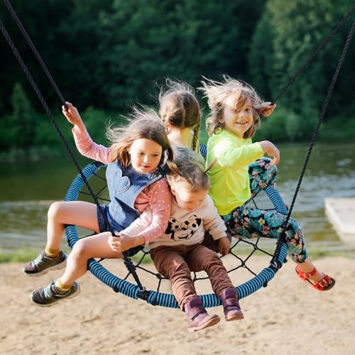 Trekassy Spider Web Saucer Swing 40 inch for Tree Kids with Steel Frame and Hanging Ropes
