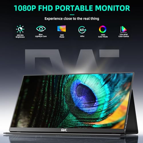 FMC Portable Monitor, 15.6" FHD 1080P Travel Monitor for Laptop, Ultra-Slim HDR IPS Computer Gaming Display, USB-C HDMI Screen Extender with Smart Cover for Laptop PC Phone Mac Xbox PS4/5 Switch