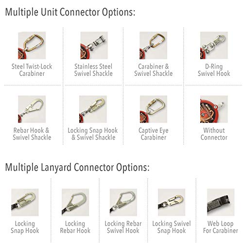 Miller Honeywell Home Miller Scorpion 9-Foot Personal Fall Limiter with Twist-Lock Carabiner/Swivel Shackle and Locking Snap Hook, 310 lb. Capacity (PFL-4-Z7/9FT), Red