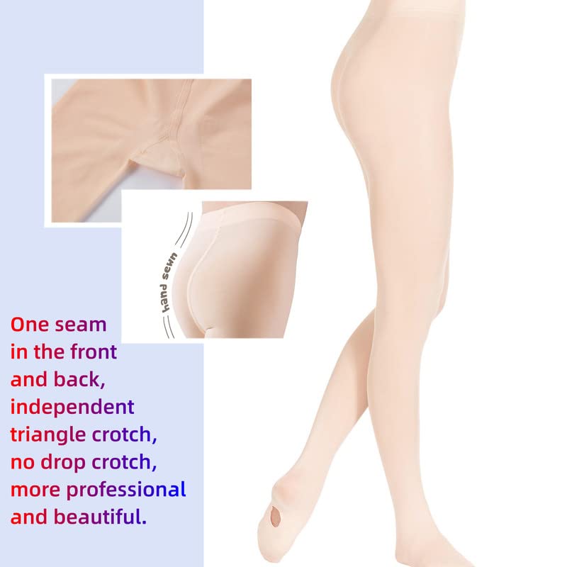 DIPUG White Girls' Convertible Ballet Tights/Soft Transition Dance Tight(Toddler/Kids)