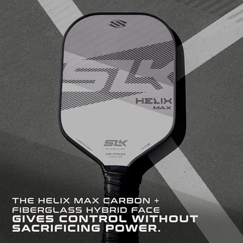 2024 SLK Helix Pro Pickleball Paddle | Carbon Fiber & Fiberglass Hybrid Face | Thermoformed Carbon Fiber Core | Unmatched Control | Legend Gray