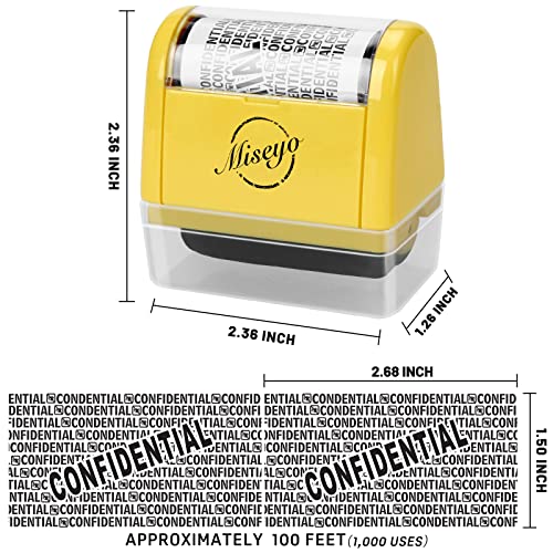 Miseyo Wide Roller Stamp Identity Theft Stamp 1.5 Inch Perfect for Privacy Protection - Yellow