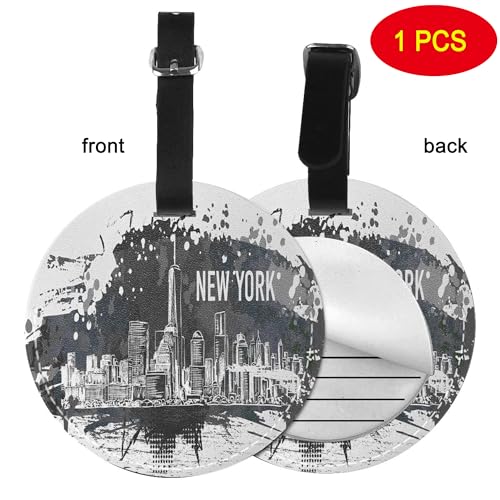 Luggage Tag New York Luggage Tags for Suitcases, Pu Leather Baggage Tags Identifiers for Travel, Name Id Label Tags for Baggage Bag Women Men