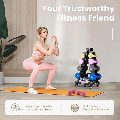 LIONSCOOL Premium Solid Dumbbell Rack Stand Only, A-Frame Portable Weight Storage Organizer with Optional Tray and Wheels, Perfect for Home Gym Fitness Equipment Storage (20LBS/90LBS/200LBS/300LBS/700LBS Weight Capacity Available) (Small, 200 LBS)