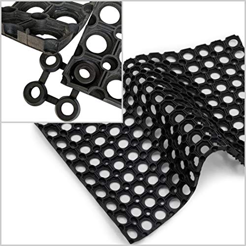 SafetyCare Interlocking Rubber Drainage Floor Mat - Anti-Fatigue - 24 x 16 inches - 1 Mat
