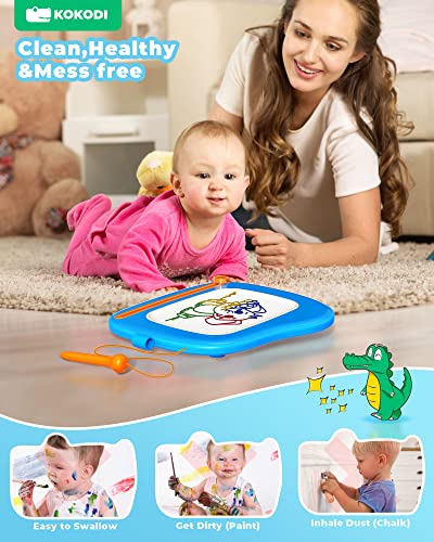 KOKODI Toddler Magnetic Drawing Board with Sturdy Legs, Large Colorful Mess Free Sketch Scribble Doodle Pad, Easter Birthday Gifts Toys for Boys Kids Preschooler Age 18 Month to 1 2 3 Years Old