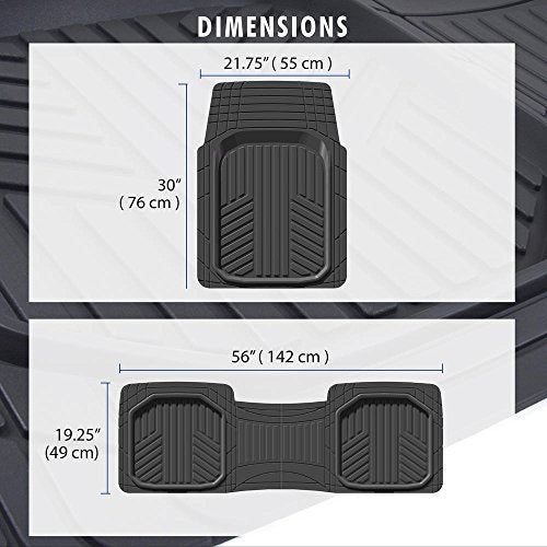 Motor Trend FlexTough Beige Floor Mats for Cars & Cargo Mat Full Set - All Weather Front & Rear Rubber Automotive Floor Mats & Cargo Liner for SUV, Car, & Van - Interior Trunk Mat & Floor Cover
