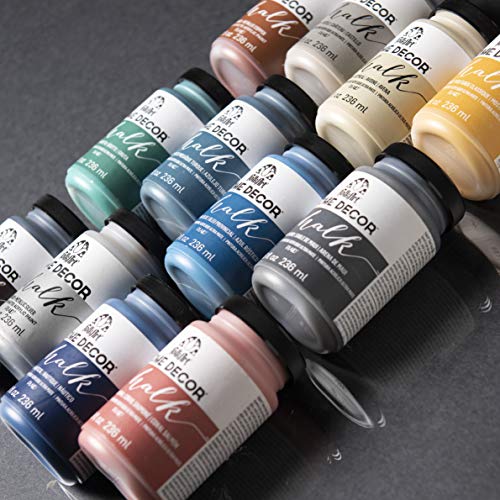 FolkArt Home Decor Ultra Matte Chalk Finish Acrylic Craft Paint Set Formulated for No-Prep Application, Designed for Beginners and Artists 8 Fl Oz (Pack of 12)