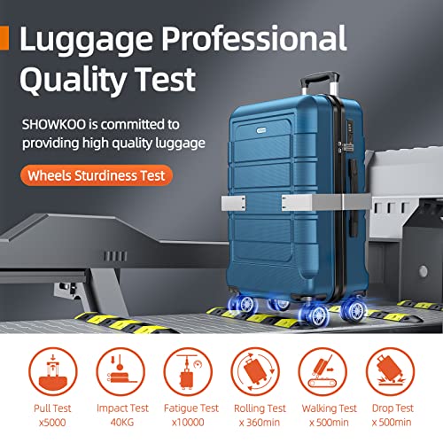 SHOWKOO Luggage Sets Expandable PC+ABS Durable Suitcase Sets Double Wheels TSA Lock White 3pcs