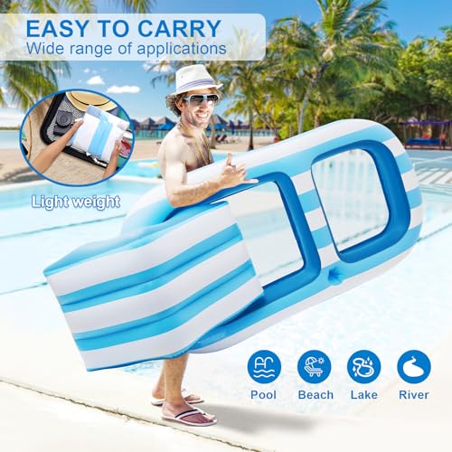 SKBANRU Pool Floats Adult Size, Inflatable Rafts Pool Lounger with Headrest & Cup Holder, Large Pool Floaties for Adult Heavy Duty Swimming Pool, Beach & Lake Sunbathing