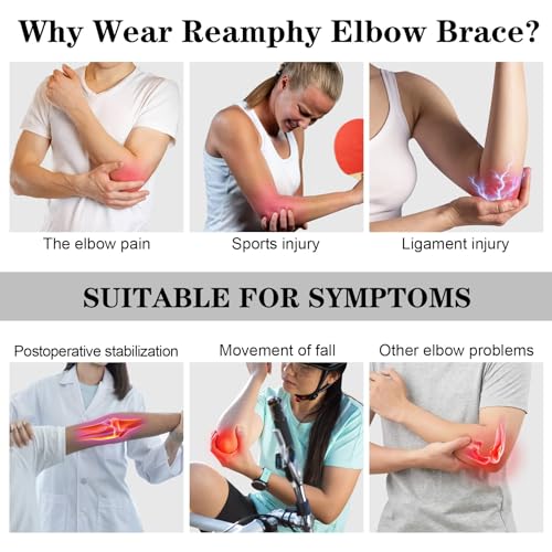 Reamphy Elbow Brace,Comfortable Night Elbow Sleep Support,Elbow Splint, Adjustable Stabilizer Splints,Cubital Tunnel Syndrome,Tendonitis,Ulnar Nerve,Tennis,Fits for Men and Women(Small)