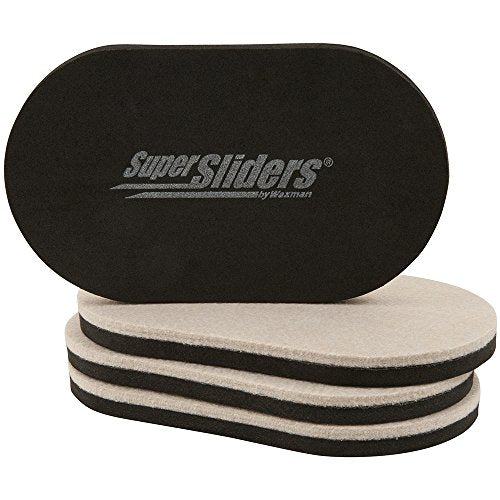 SoftTouch 2 1/2'' Square Reusable Carpet Bottom Furniture Caster Cups to Protect Hardwood & Super Sliders 3 1/2'' x 6'' Oval Reusable Furniture Sliders for Hard Surfaces