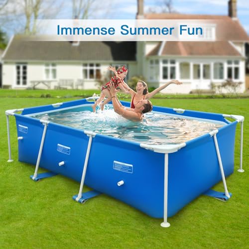 Sunrio 4ft x 12in Square Above Ground Swimming Pool with Plastic Frame for Kiddie Swimming Playing Outdoor Backyard Garden