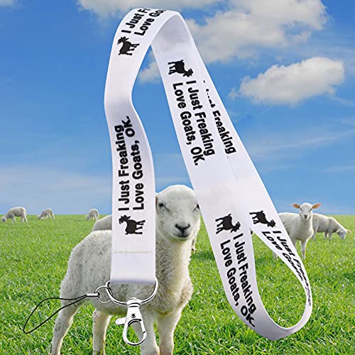 LQRI Goat Farmer Gifts Goat Lanyard ID Holder Keychain Clip I Just Freaking Love Goats OK Holder Funny Goats Lovers Gift Pet Goat Gift Crazy Goat Lady Gift(lanyard)