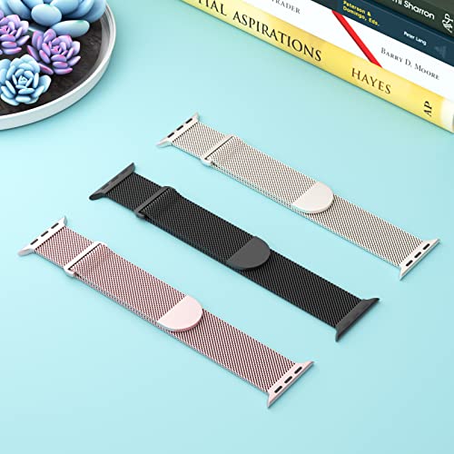 Steezrd 3 Pack Mesh Metal Bands Compatible with Apple Watch Band 38mm 40mm 41mm 42mm 44mm 45mm 49mm, Stainless Steel Magnetic Loop Strap for iWatch Ultra/2 Series 9/8/SE/7/6/5/4/3/2/1 Men Women