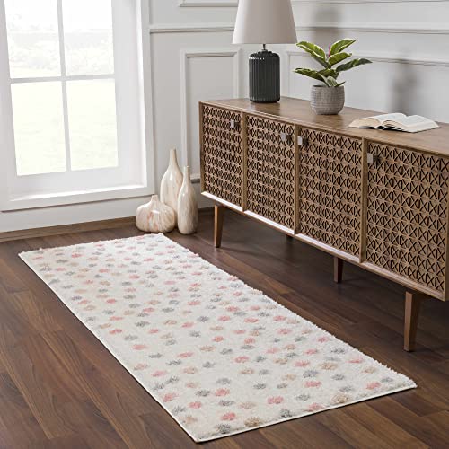 Hauteloom Cansu Living Room, Bedroom Area Rug - Contemporary - Plush Pile - Beige, Light Blue, Light Pink - 18" x 18" Sample