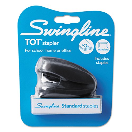 Swingline Tot Mini Stapler, 12 Sheet Capacity, Jam Free, includes 1000 Staples and Built-In Staple Remover, Black (79171)