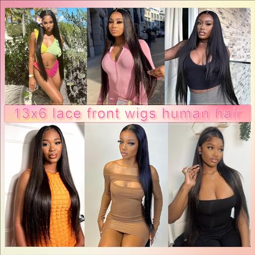 UKOWN Straight Lace Front Wigs Human Hair Pre Plucked 180 Density 13x6 Lace Front Wigs Human Hair HD Transparent Glueless Wigs With Baby Hair 20 Inch
