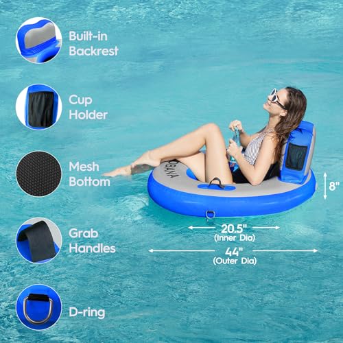 CALOBANA Upgraded Heavy Duty River Tube for 350lb Adults, Inflatable Lake Floats, Thick Tubes for Outdoor Floating Rafting on Lakes