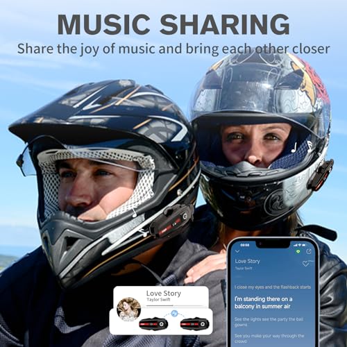 XGP Motorcycle Bluetooth Headset V5.2 with Music Sharing, 2-Way Motorcycle Helmet Bluetooth with IP67 Waterproof, Helmet Intercom Communication Systems with Strong Bass for Snowmobile/ATV, 1 Pack