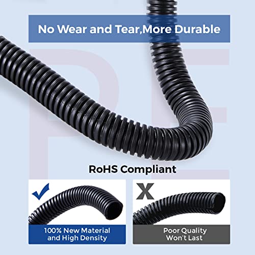 Wire Loom 1/2 inch 10ft, YCLYC Split Loom, Cord Protectors from Pets, Wire Protector Tubing, Flexible Wire Conduit, Electrical Cord Cover for Automotive, Black