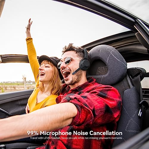 LEVN Trucker Headset, Trucker Bluetooth Headset with Noise Cancelling Microphone & Mute Button, Bluetooth Headset 5.2 Multipoint for Work from Home/Cell Phone/Computer/Zoom/Teams/Truck Driver