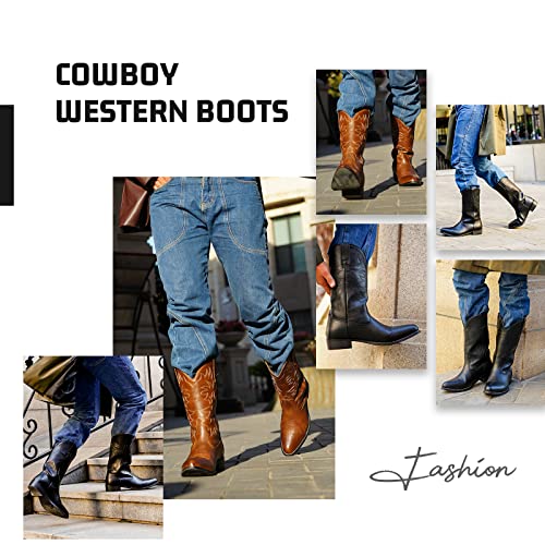 IUV Cowboy Boots For Men Western Boot Durable Classic Embroidered Snip Toe Boots