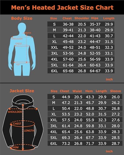 Venustas Men's Heated Jacket with Battery pack 7.4V, Windproof Electric Insulated Coat with Detachable Hood