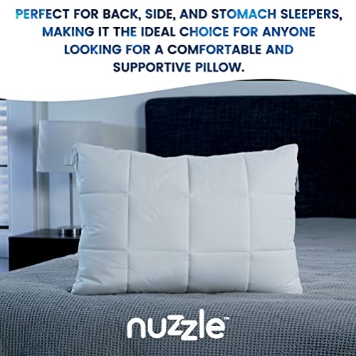 Nuzzle Bed Pillow for Sleeping - Ultra Soft Cooling Pillow with 2 Adjustable Inner Layers for Comforting Support, Washable Luxury Queen Size Pillows - Perfect for Side, Back, and Stomach Sleepers
