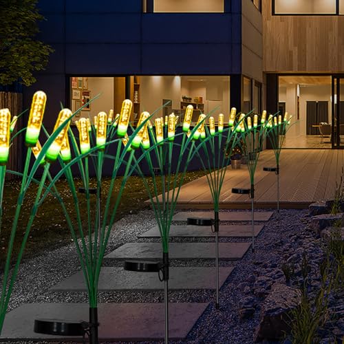 Cubetoou Swaying Solar Garden Lights Outdoor Waterproof, New Upgraded Solar Firefly Lights, Swaying Solar Garden Lights, Outdoor Solar Lights for Yard Lawn Patio Decor, Warm White(2-Pack)