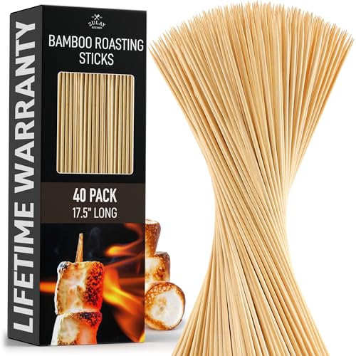 Zulay Kitchen Authentic Bamboo Skewers - 100, 6" Roasting Sticks - 5mm Heavy-Duty Bamboo Skewers - Thick Bbq Sticks - Ideal for Grilling & Camping