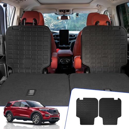 Rongtaod Back Seat Cover Protector Compatible with 2020-2025 Ford Explorer 6 Seats Back Seat Cover Kick Mat Trunk Mat Cargo Mat Cargo Liner 2024 Explorer Accessories (The 2nd Row,Backrest Mats)