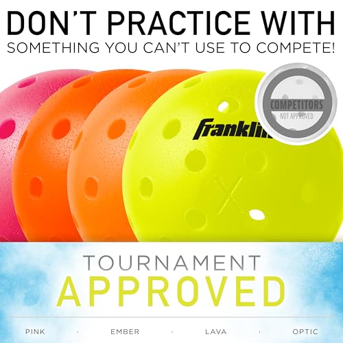 Franklin Sports Outdoor- X-40 Pickleball Balls - USA Pickleball (USAPA) Approved - 3 Pack Outside Pickleballs - Optic Yellow - US Open Ball