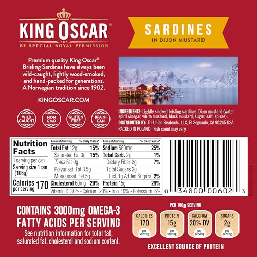 King Oscar Premium Sardines in Zesty Tomato Sauce, 3.75 Ounce Cans (Pack of 12), Wild Caught Canned Sardines