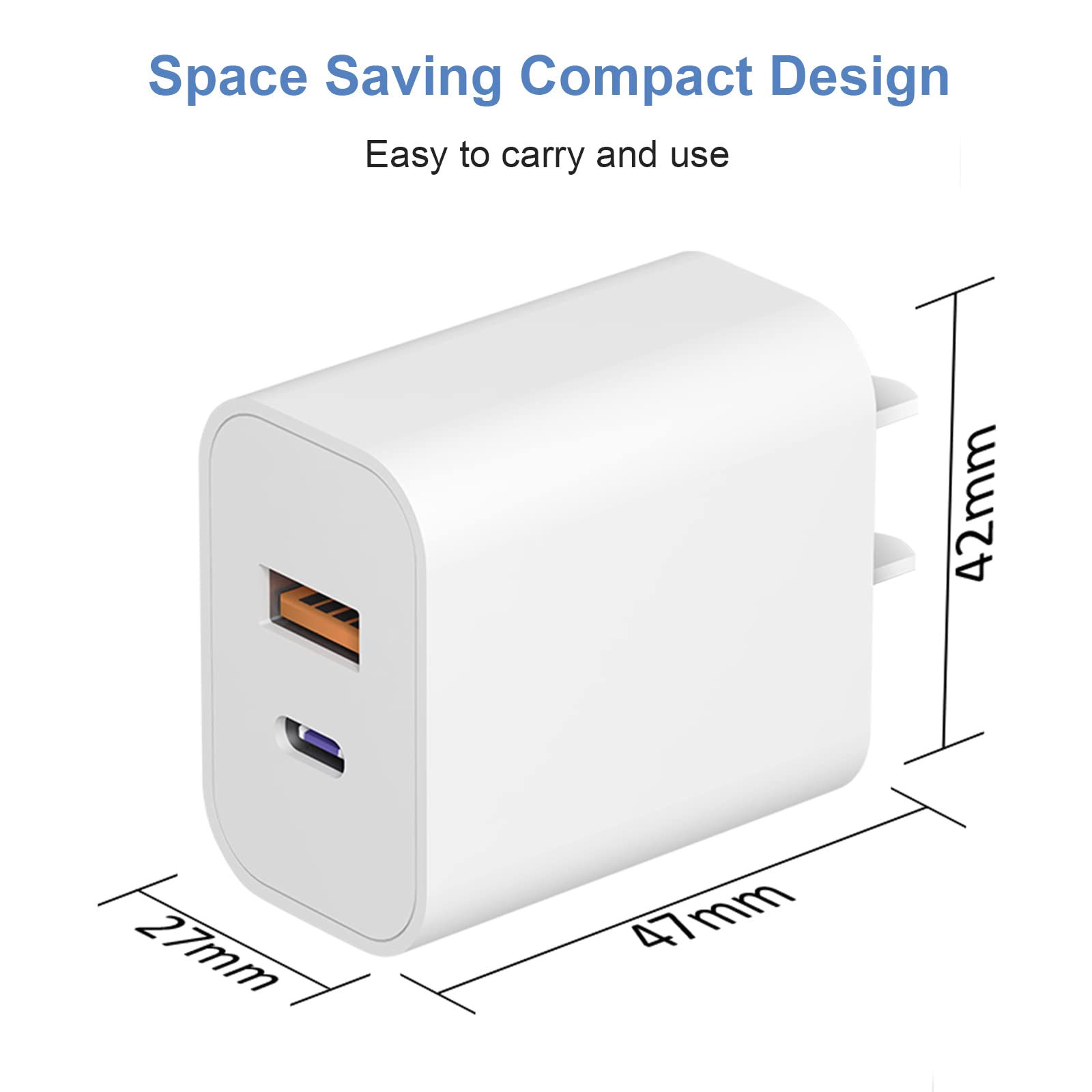 USB C Charger Block, iPhone 16 Charger Block Fast Charging Dual Port PD Power Adapter for iPhone 16/16 Pro/16 Pro Max/16 Plus/15/14/13/12/11, XS/X, iPad, Google Pixel, Samsung Galaxy