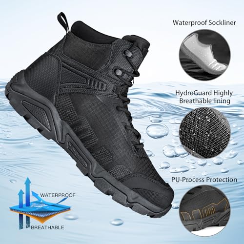 FREE SOLDIER Men's Waterproof Hiking Boots Lightweight Outdoor Mid Trekking Climbing Boots Men(Brown 13)