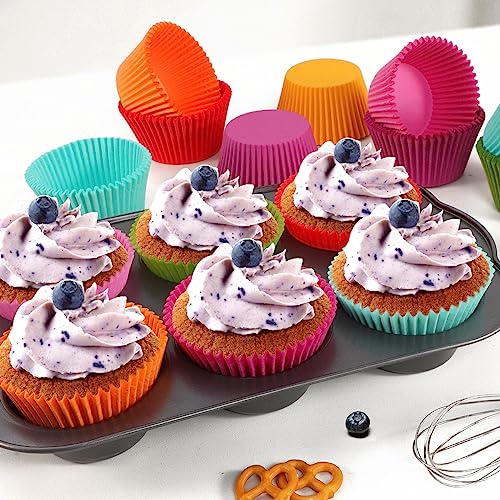 Caperci Rainbow Standard Cupcake Liners Bright Colorful Muffin Baking Cups 350-Count, Odorless, Upgraded & Food Grade Grease-Proof Paper