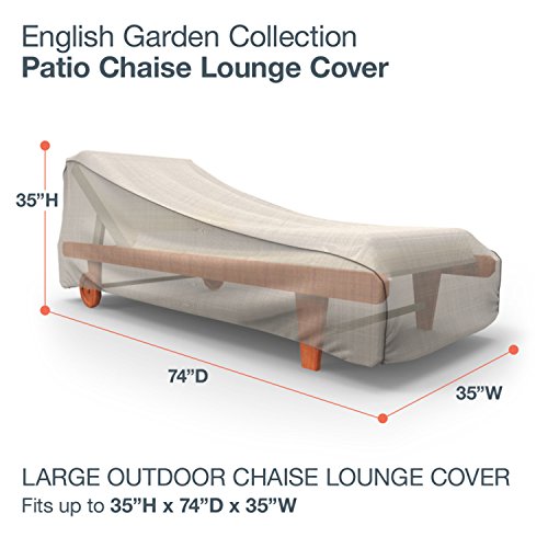 Budge English Garden Patio Chaise Lounge Chair Cover (2 Pack) Heavy Duty and Waterproof, Large, Tan Tweed