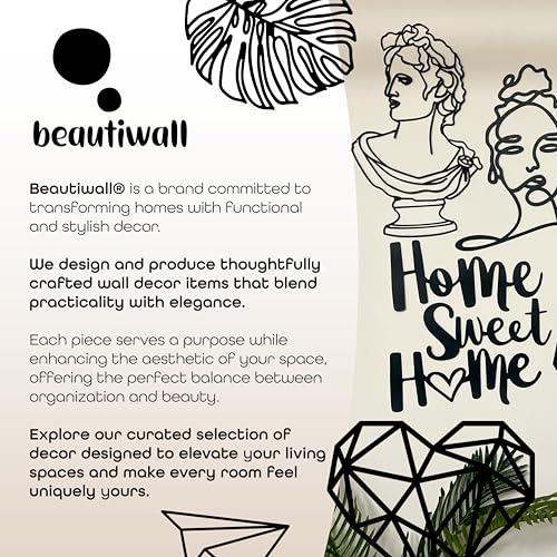 Beautiwall - Sturdy Steel Wall Key Holder XL - 10 Hooks. Metal and Wooden Key Hanger with Hooks for Car, Apartment, Storage, Keys