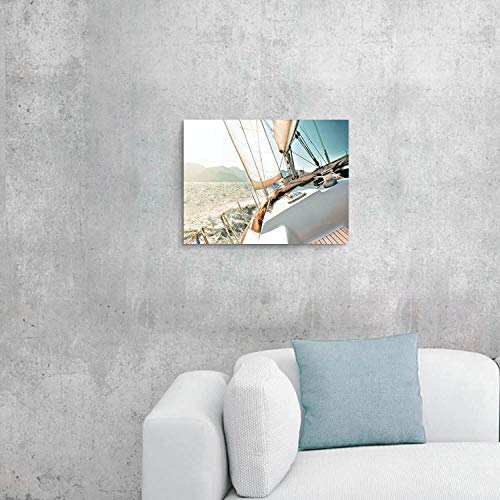 ARTISTIC PATH Sailboat Picture Seascape Wall Art: Nautical Artwork Print on Canvas Painting for Bedrooms (16" W x 11" H,Multi-Sized)