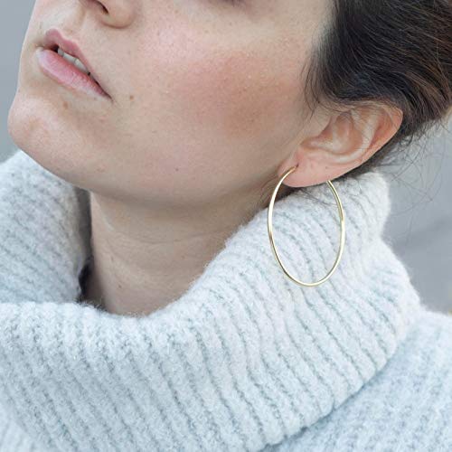 Gacimy Gold Hoop Earrings for Women, 14K Gold Plated Hoops with 925 Sterling Silver Post, Yellow Gold 30 40 50mm Medium Hoop Earrings for Women