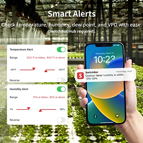 SwitchBot IP65 Indoor Outdoor Hygrometer Thermometer Wireless, 394ft Bluetooth Range, Refrigerator Thermometer, Dewpoint/VPD/Absolute Humidity Sensor, Free Data Storage Export, 2 Years Battery Life