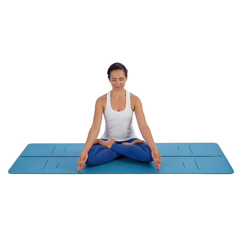 Liforme Evolve Yoga Mat – Free Yoga Bag, Patented Alignment System, Warrior-Like Grip, Non-Slip, Eco-Friendly and Biodegradable, Sweat-Resistant, Long, Wide and 4.2mm Thick mat for Comfort - Blue