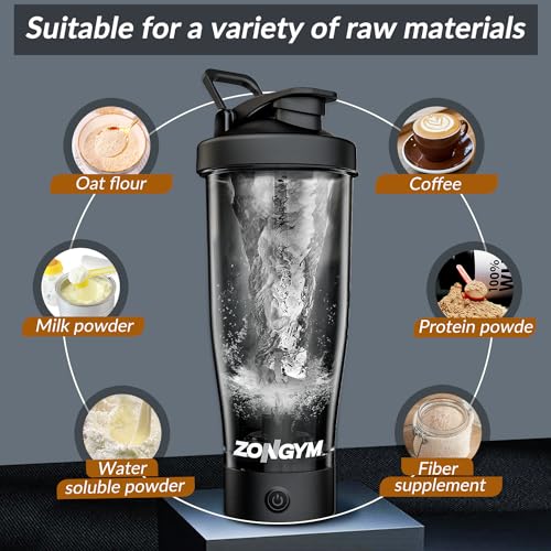 Electric Protein Shaker Bottle, 24 oz USB Rechargeable Blender Bottles, Shaker cups for Protein Mixes with BPA Free, Blender Replacement Parts, Made with Tritan Portable Blender Cup for Protein Shakes