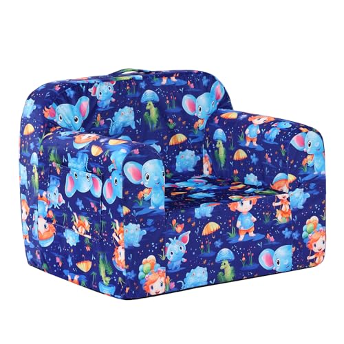 Welnow Kids Sofa Toddler Chair, Chirldren Couch with Side Pockets Glow in The Dark Kids Armchair with Removable and Washable Cover Carrying Handle Kids Read Sofa for Girl or Boy