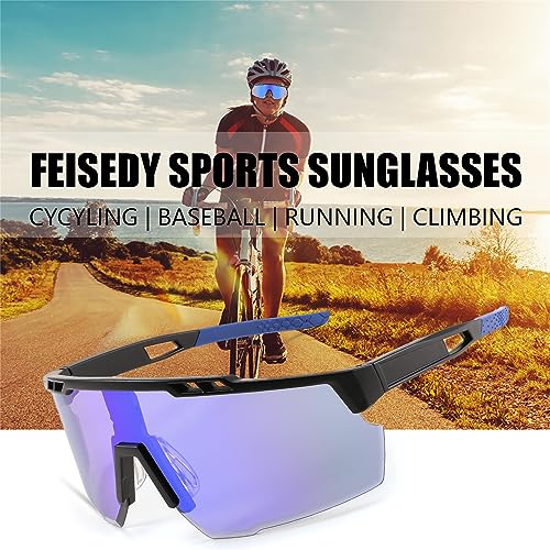 FEISEDY Sports Sunglasses for Men and Women, UV400 Protection Cycling Goggles Golf Baseball Driving Fishing B0022